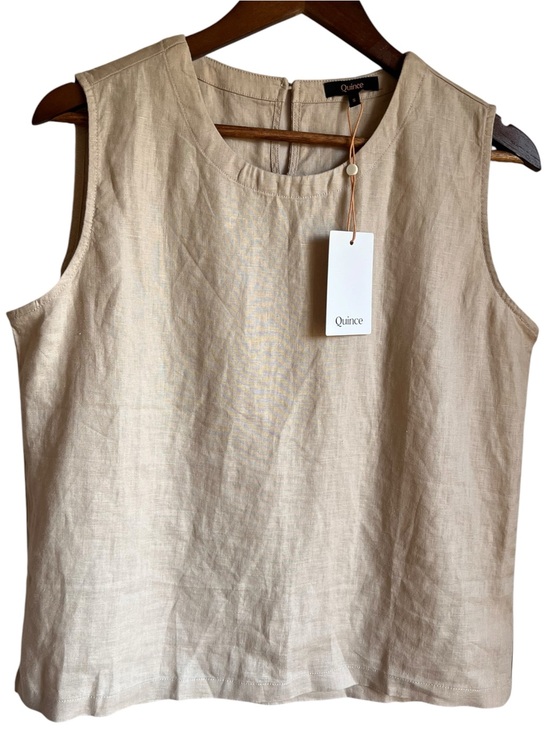 Quince Tops - Quince 100% European Linen Tank Top Small Beige NWT Lagenlook Coastal Minimalist